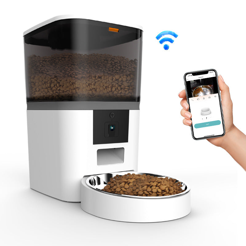 Video Camera With Adjustable Performance Pet Feeder using wifi.