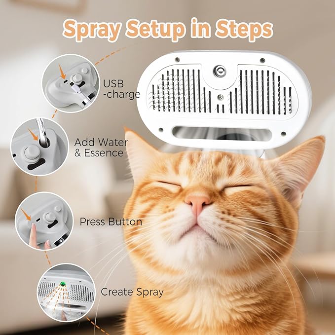 3 In 1 Cat & pet Steam Brush steam long and short haired.