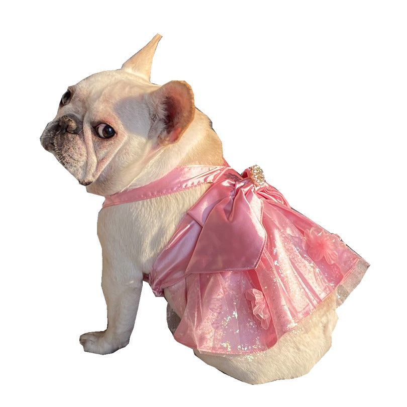 Mesh Dress Skirt Dogs And Cats Bow Pearl