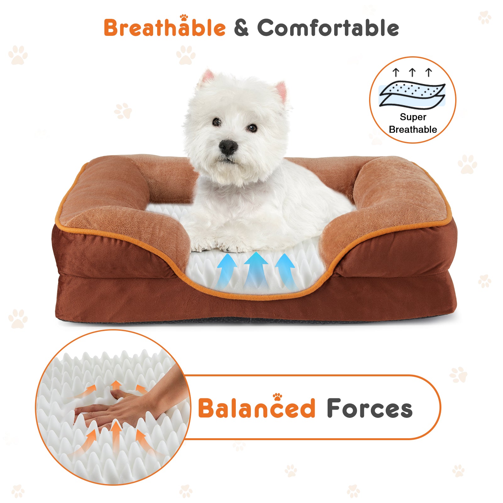 Memory Foam Pet Bed For Small Dogs & Cats With Washable non-slip base.