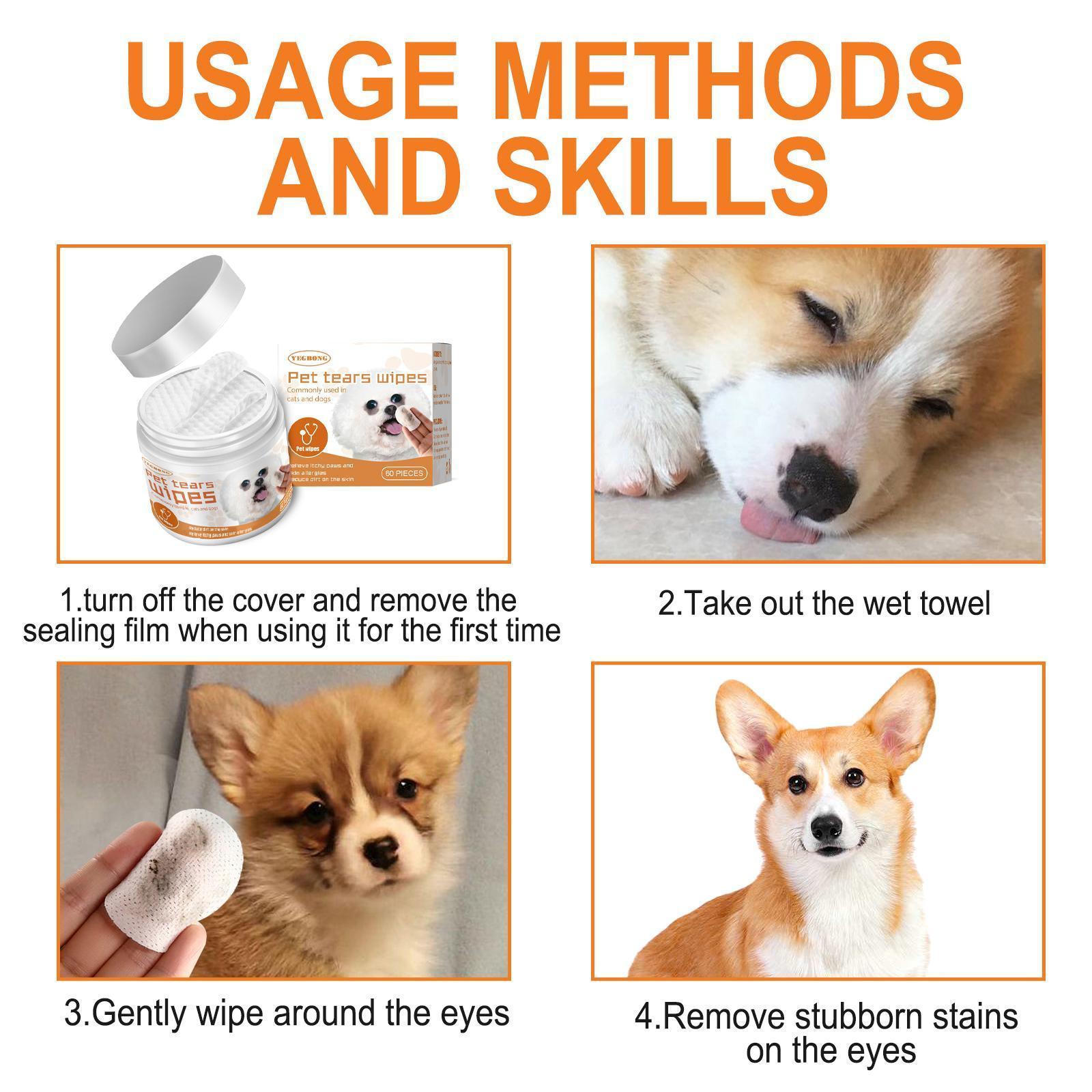Pet Wipes For Cleaning Dogs And Cats Tear Stains Eye Cleaning Wipes.