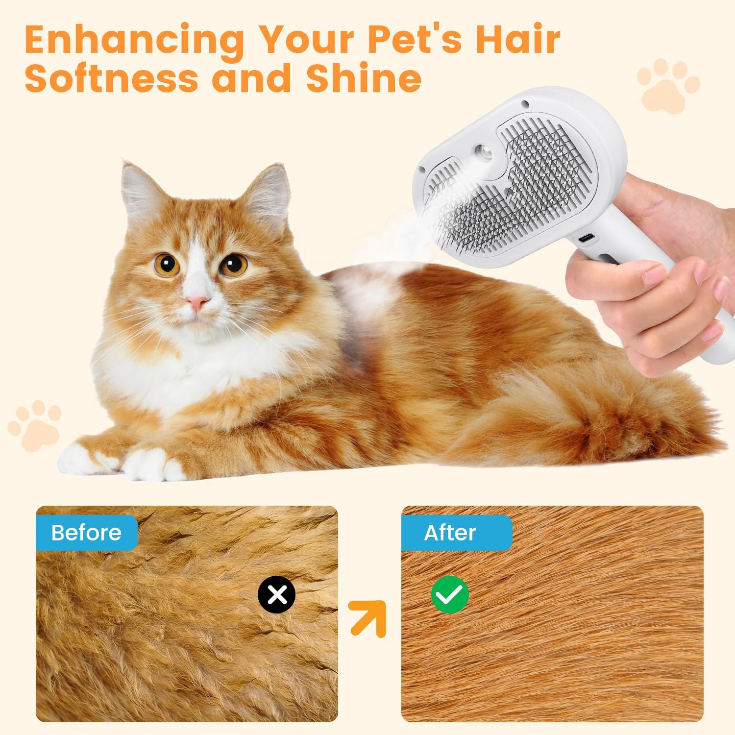 3 In 1 Cat & pet Steam Brush steam long and short haired.